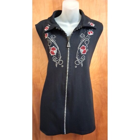 Isaac’s Designs Jackets & Blazers - Isaac's Designs LadyBug themed Zip up Vest women's rhinestones 1X  Vest cotton
